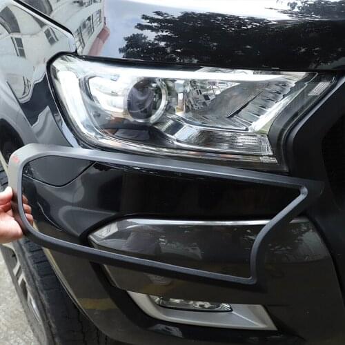 Car styling Exterior ABS Black Car Headlight Frame Front Fog Lamp Frame Sticker For Ford Ranger T6 T7 2012-2019 Car Accessories