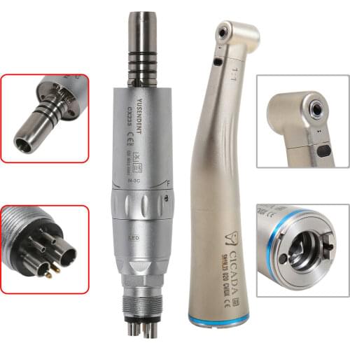 Dental Fiber Optic LED Contra Angle +6 Hole Air Motor Low Speed Handpiece
