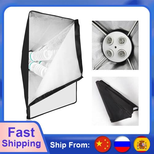Diffuser Light 50*70cm Continuous Lighting Softbox for 4-in-1 Socket E27 Lamp Holder with 2Pcs 2M light Stand Photo Studio Kit
