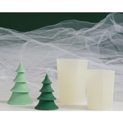 Simplified Pine Handmade Scented Candle Home Decoration Plaster 3D Christmas Tree Aromatherapy Wax Silicone Mold DIY Soap Making