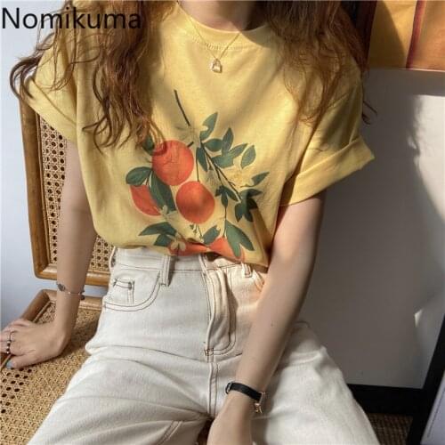 Nomikuma Vintage Japanese T Shirts Women Printed All-match Short Sleeve Tshirt Casual All-match Summer 2021 New Camisetas Mujer