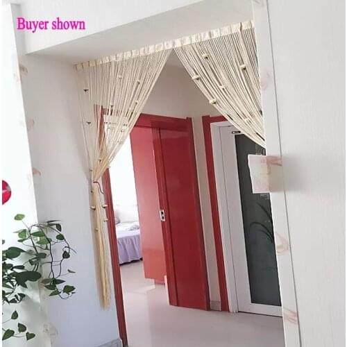 Romantic petal string curtains shiny rose tassel line window and door divider curtain living room decorative drapery