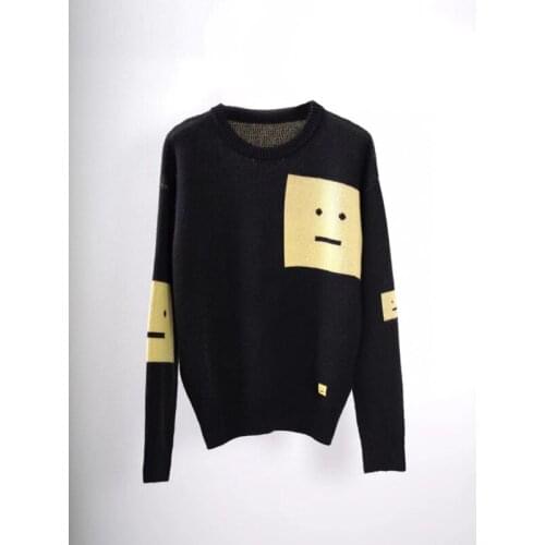 Yellow Smiley Women O-Neck Knitted Sweater 2021 Autumn Winter Ladies Long Sleeve Knitwear Female Pullover Tops