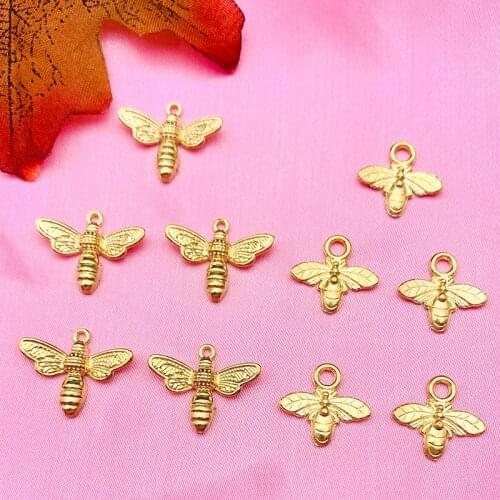 Gold Color Mixed Metal Cute Bee Charms Zinc Alloy Mini Honeybee Pendant Wholesale For DIY Jewelry Making Earrings Accessoires