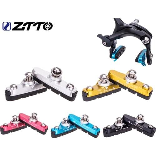 ZTTO 1 pair Road Bike Caliper Brake Pads Replaceable Rubber CNC Aluminum Shell Block Lightweight Braking Shoes For Carbon Parts