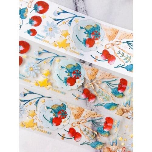 1 Loop New Strawberry Masking Tape Pet Decoration Diy Fresh Girl