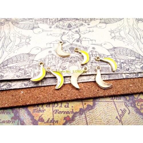10pcs--17*12mm DoreenBeads Zinc metal alloy Charm Pendants Banana Gold Plated Yellow Enamel DIY Charms Pendants