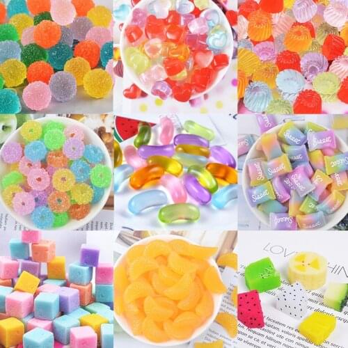 10Pcs Simulation Round Candy Filler For Clear/Fluffy Mud Box Slime DIY Kit Accessories Modeling Clay Home decor mini candy