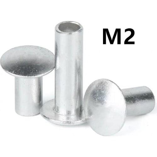 200PCS M2x4/5/6mm GB873 Aluminum Round Flat Button Truss Head Half Semi Hollow Rivet Diameter