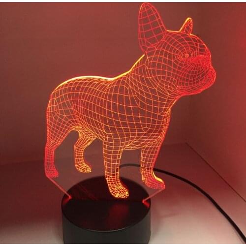 French Bulldog 3D LED Night Lamp 7 Colors USB Hologram Decor Lamp Table Desk Lights Birthday Party Gift For Friend Drop Shipping