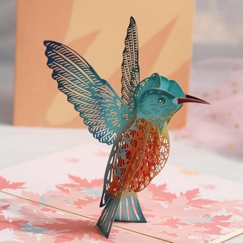 3D Pop-Up Hummingbird Bird Pattern Eye-catching Attractive Greeting Card for Birthday Fathers Day Mothers Day Wedding Envelope