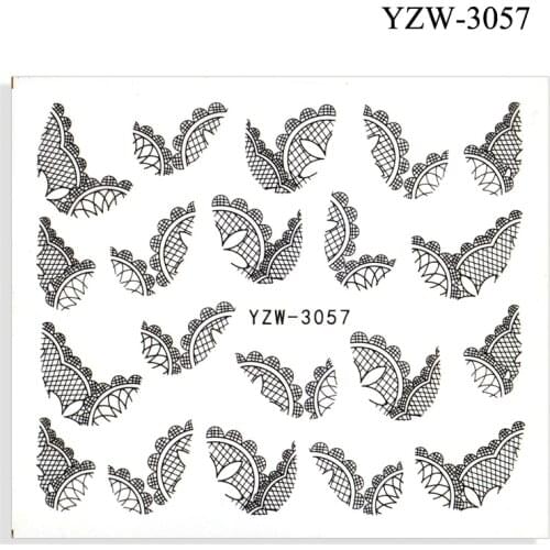 LCJ 4PCS Black And White Lace Flower Water Decal Sticker Flower Leaf Tree Summer DIY Slider For Manicuring Nail Art Watermarks