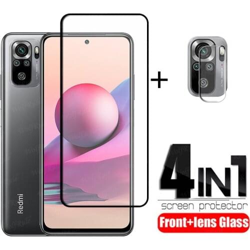 4-in-1 For Xiaomi Redmi Note 10S Glass For Redmi Note 10 S Full Cover Film HD Screen Protector For Redmi Note 10 Pro Lens Glass