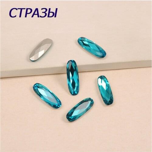 4161 Elongated Baguette Blue Zircon K9 Fancy Glass Crystal Sew On Claw Rhinestone for Wedding Decoration