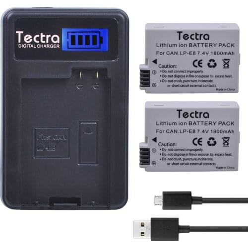 2PCS LP-E8 LPE8 LP E8 Camera Battery Batterie +LCD USB Digital Charger For Canon EOS 550D 600D 650D 700D X4 X5 X6i X7i T2i T3i