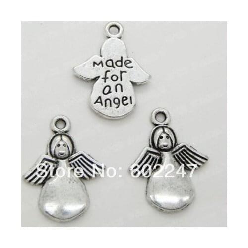 Free Shipping Tibetan Silver Angle Pendants MADE FOR AN ANGEL charms Finding Making Wholesales