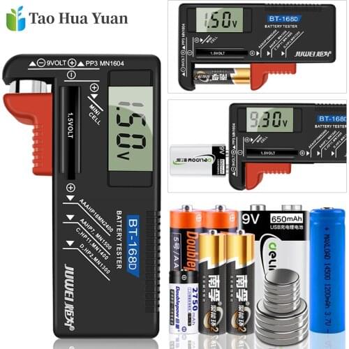 BT-168D LCD Display AA/AAA/C/D/9V/1.5V Batteries Universal Button Cell Battery Colour Coded Meter Indicate Volt Tester Checker
