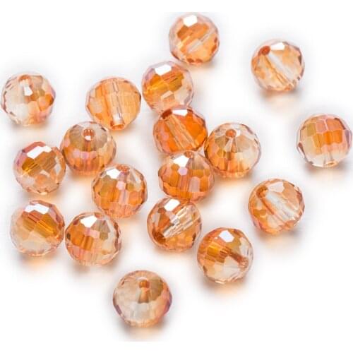 50 Piece Orange AB Color 96 Cut Faceted Crystal Glass Spacer Beads For Handmade Bracelet Necklaces DIY Jewelry Making 6-10mm