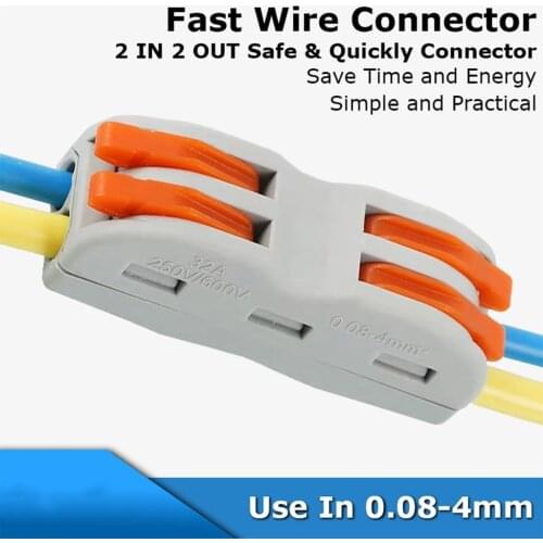 Fast Cable Wire Connector Reusable Spring Terminal 2 Way Electric Wire Connectors Wiring Connector Terminal Block SL 2