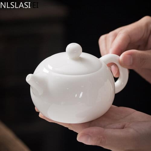 Chinese Handmade white porcelain teapot ivory white Tea pot ceramics Teaware tea infuser Pu'er Oolong tea filter kettle