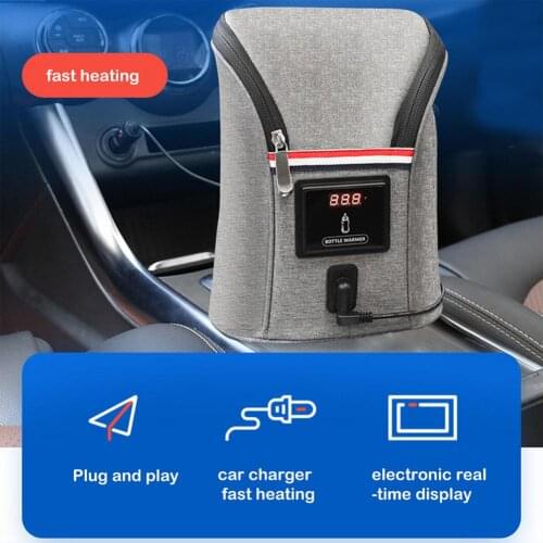 Baby Car Dual-bottle Car Baby Bottle Warmer Thermostat Feeding Outdoor Portable Constant Temperature Milk Heater Storage Bag