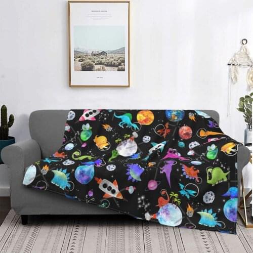 Dinosaur Astronauts In Outer Space Throw Blanket Home Bedspread 260 240 For Picnic Plush Blanket 240X220