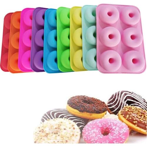 6 Hole Party Dessert Silicone Mold Dounut Shape Round Soap Mold Crafts Chocolate Cake Molding Handmade Tools