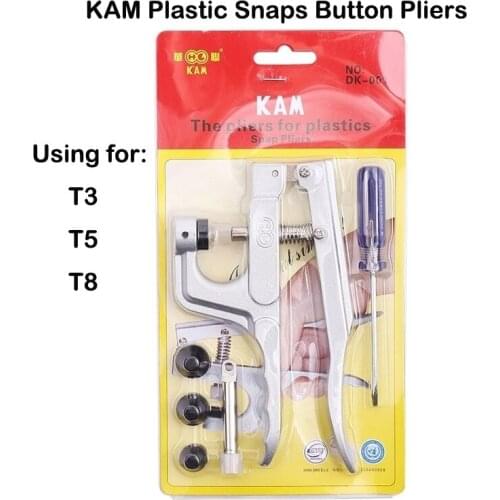 DHL 10pcs KAM Plastic Snaps Button Pliers Snaps Fasteners Machine Snaps DK-001 Machine Tool For T3 T5 T8