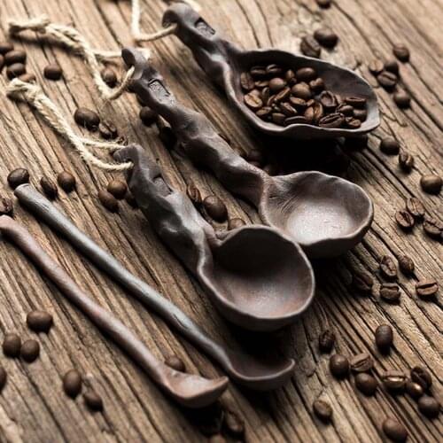 Handmade Coffee Spoon Creative Ceramic Soup Scoop Coarse Pottery Household Long Handle Mixing Spoons Wholesale
