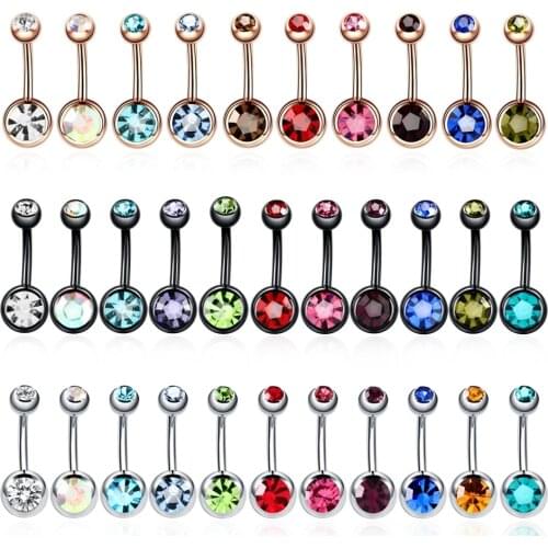 5/10Pcs Surgical Steel Crystal Belly Button Ring Bar Navel Piercing Set Mix Piercings Ombligo Jewelry