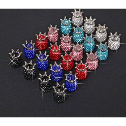 4PCS Car Wheel Tyre Valve Stem Caps Crown Dustproof Rhinestone Tire Valve Caps Diamond Shining Motorcycle Car Bling Accessories