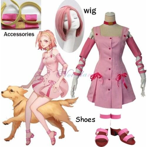 JoJo Bizarre Adventure Anime Reimi Sugimoto Cosplay Costume Pink Dress+Shoes+Hair For Halloween Carnival Party Crossdressing