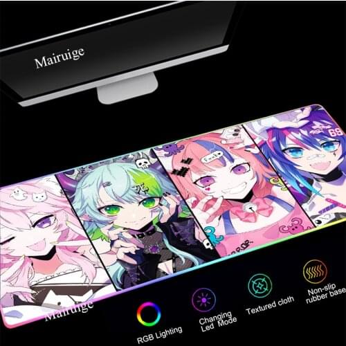 MRGBEST Anime Colorful Gaming RGB LED Light Mouse Mat Computer Soft Mousepad Anti-slip Mouse Pad Keyboard Desk Mat