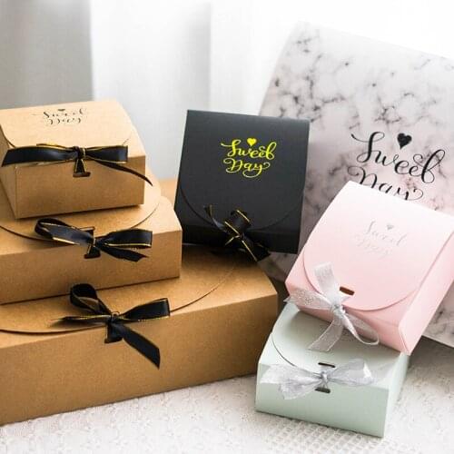 Creative Simple marble style Gift box Creative Kraft Paper DIY gift bag Candy box kawaii Party Supplies