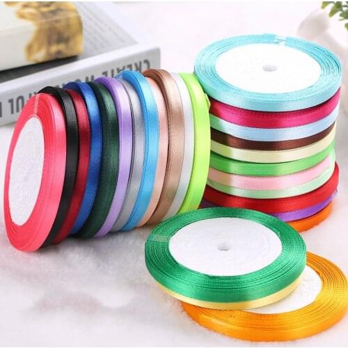 2/8" (6mm) 25 Yards Cheap Silk Satin Ribbon arts crafts & sewing White Black Blue Purple Ribbon handmade diy material gift wrap