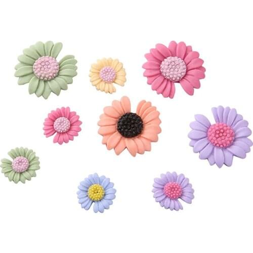 Hottest Daisy Flower Patch Resin Cabochoins Ornament Accessories 10pcs 15mm 25mm Jewelry DIY Buttons Cameo Hair Clips Charm DIY