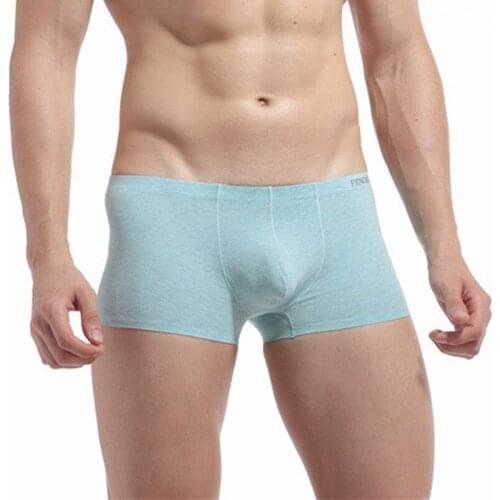 Mens Underwear Breathable Cotton Low Rise One Piece of Seamless U Push Push Up Design Sexy Boxers