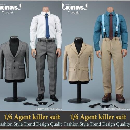 VORTOYS V1023 1/6 Scale Male Agent Killer Suit Clothes Suit Set Fit 12inch Male Action Figure Body
