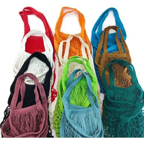 Zero Waste Portable Reusable Mesh Cotton Net String Bag Organizer Shopping Tote Handbag Fruit Storage Shopper