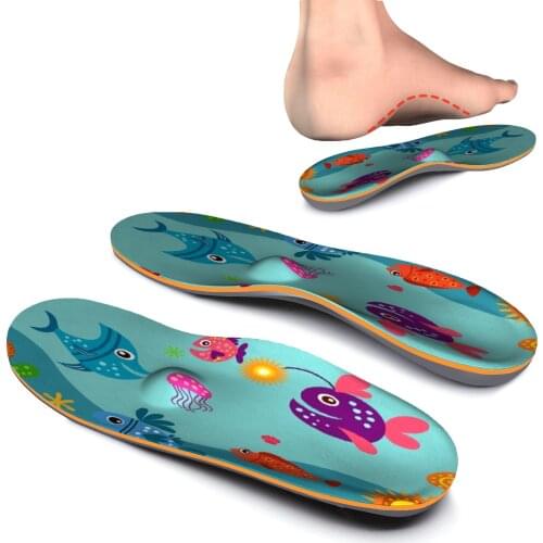 Memory Foam Cartoon Fish High Arch Support Insole Ease Foot Pain Orthopedic Insoles for Men and Women Sneaker