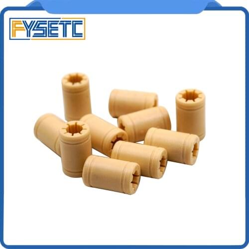 10pcs Solid Polymer LM8UU Bearing - 8mm Shaft VS RJMP-01-08 R Solid Plastic Bearing 8 mm ID For Prusa 3D Printer