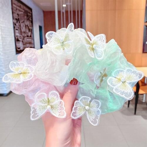 HigoodGirl e. butterfly hair bands embroidery yarn rope net tire contracted joker pig escherichia coil rope sweet hair hair