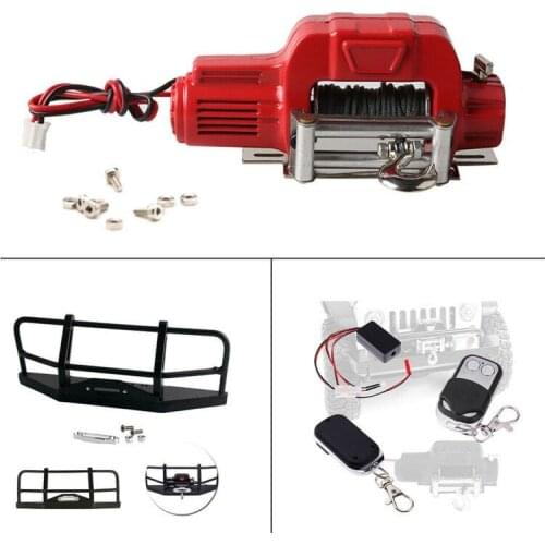 RCTOYFUN Metal Front Bumper & Winch & Wireless Control For 1/10 RC Cralwer Traxxas Hsp Redcat Rc4wd Tamiya Axial Scx10 D90 Hpi