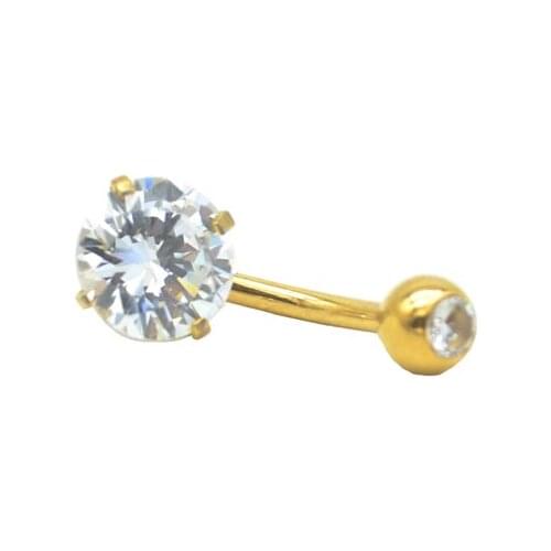 Crystal Navel Round CZ Zircon Bell Button Rings Stainless Steel Earrings Curved Body Piercing Nombril Ombligo Women Body Jewelry