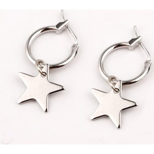 European Endless Circle Hoop Earrings Handmade Metal Gold Color Simple Star Earring For Women Men Chic Bijoux Jewelry Charms