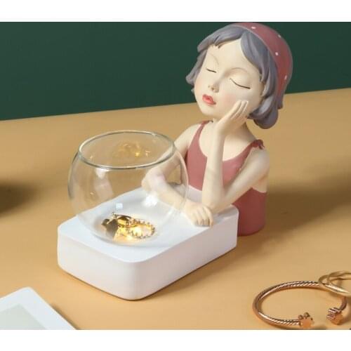 Resin Material Jewelry Box Household Ring Jewelry Bracelet Storage Box Decoration Box Girl Heart Girl Desktop Decoration