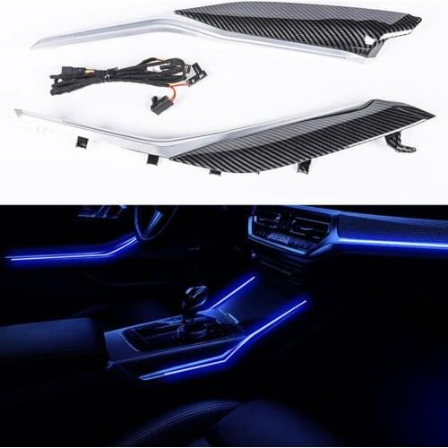 LED Ambient Light Decorative Trims Central control Saddle light For BMW NEW 3 Series G20 G28 2020 2021 Carbon fiber pattern