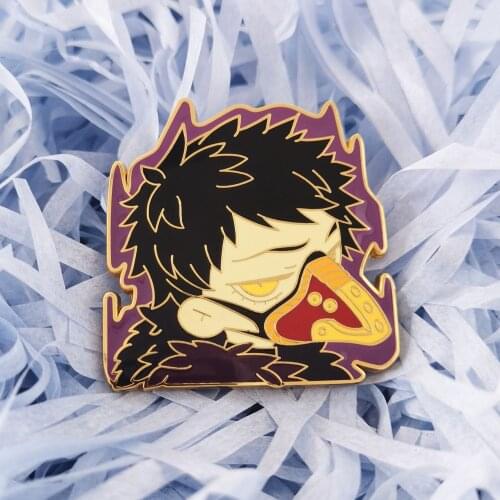 Unique Over Haul Hard Enamel Pin Cute Cartoon Crow Mouth Cool Boy Brooch Badge Jewelry Anime My Hero Academias Fans Gift
