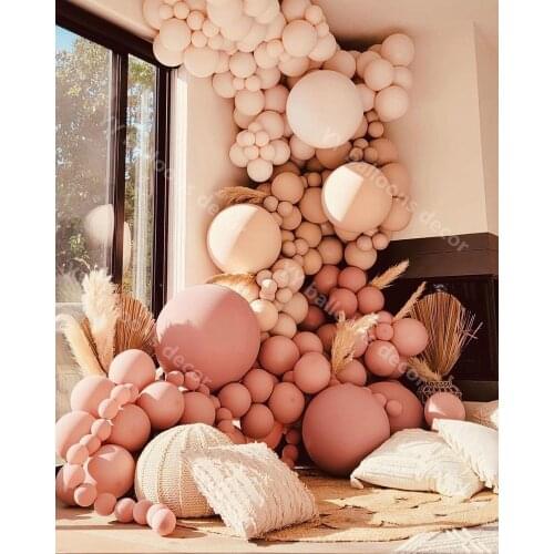 Balloon Garland DIY Cream Peach Apricot Retro Pink Baby Shower Decorations Pastel Balloon Arch 1st Birthday Party Decor Supplies