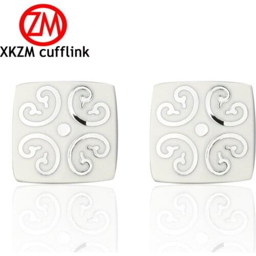 XKZM Jewelry French shirt cufflink for mens brand Classic white flowers Cuff link Luxury Wedding Button silvery High Quality